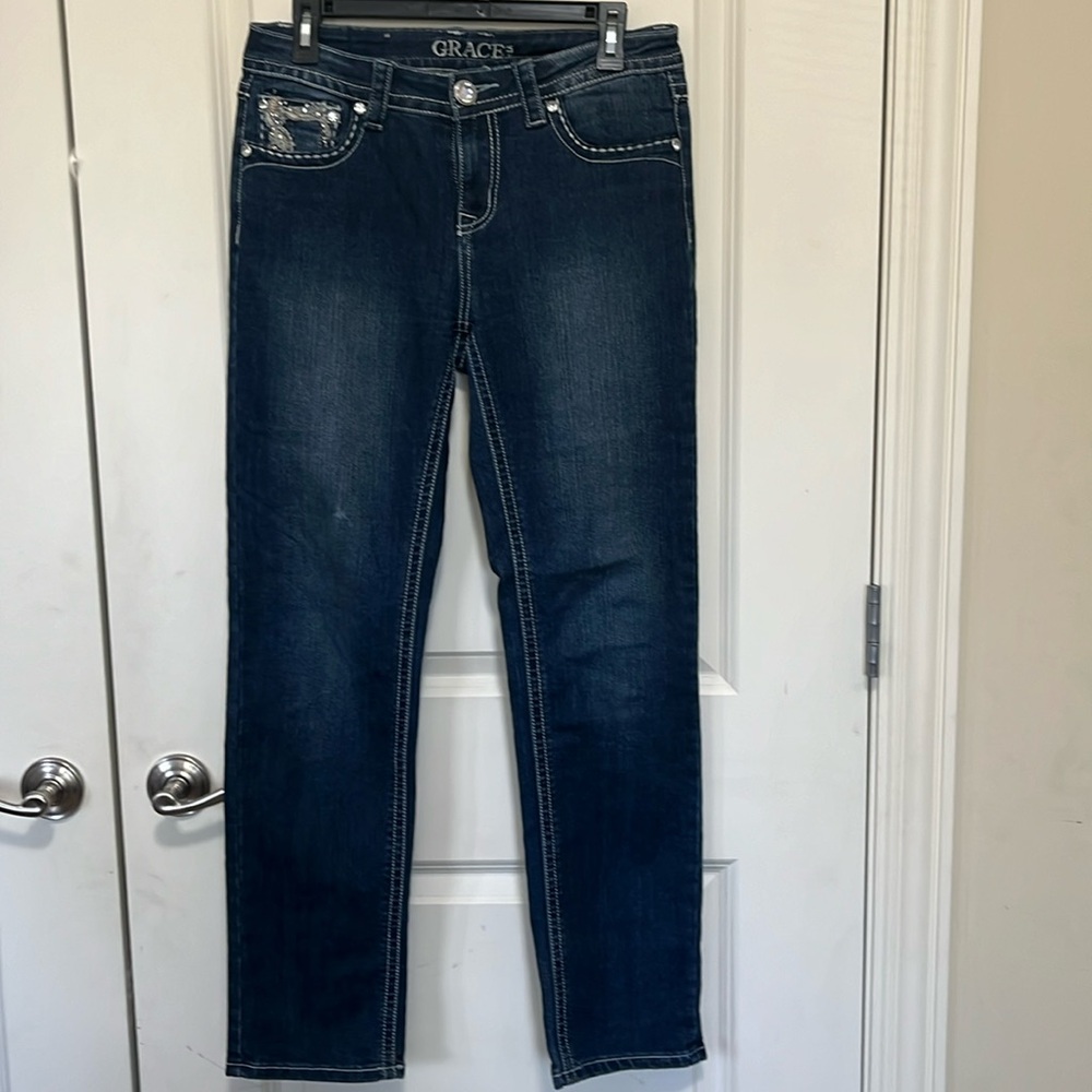 Women’s dark blue faded Grace jeans size 8